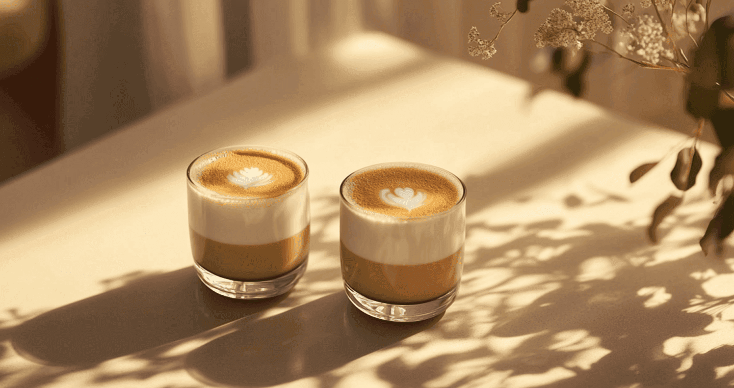 2 kawy cortado w szklankach