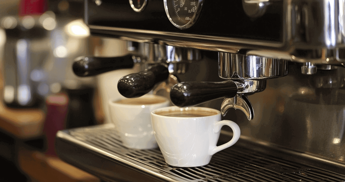 Espresso doppio w filiżance na stole