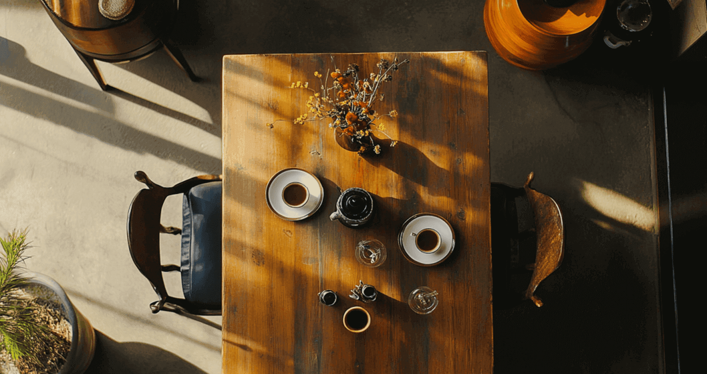 Kawy typu espresso na stole