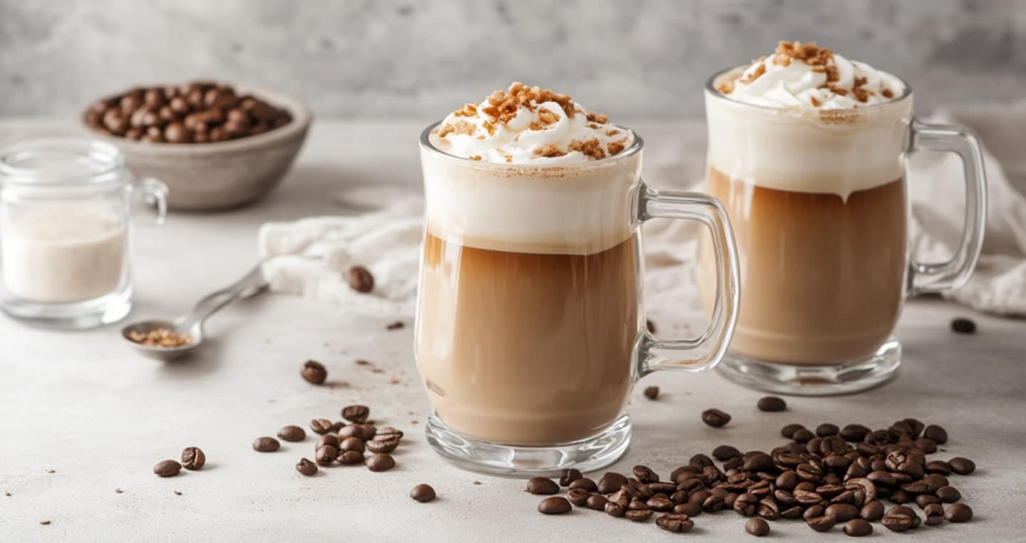 Kawa latte macchiato w szklance