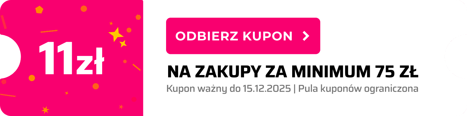Kupon rabatowy 11zł na zakupy za min. 75zł